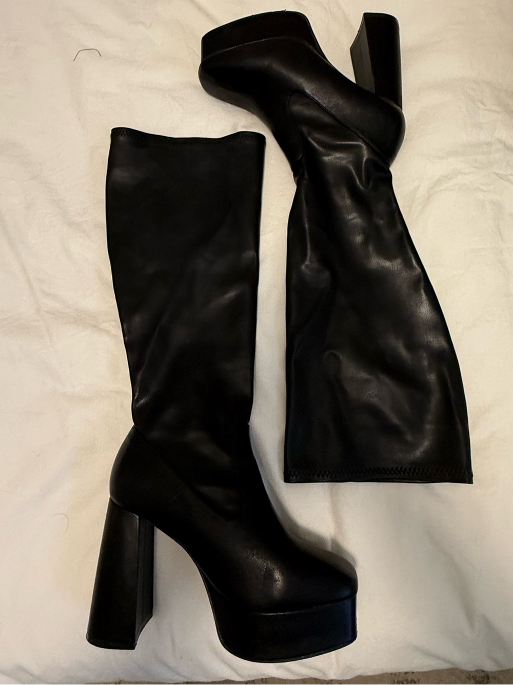 Forever 21 Black Platform Knee-High Women's Boots 8W